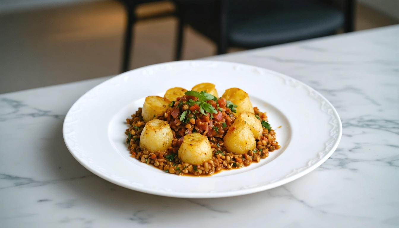 nidi di patate con lenticchie e cotechino